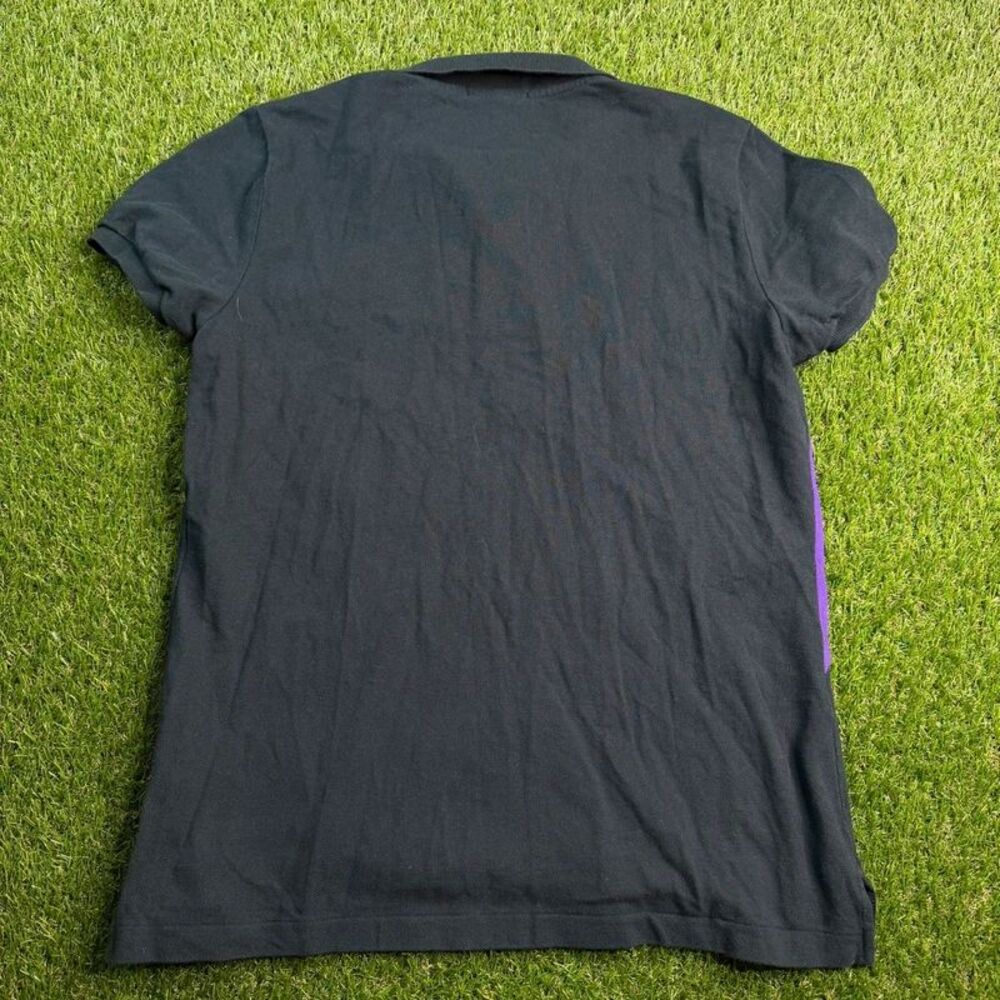 Vtg Ralph Lauren Black & Purple Colorblock Skinny Polo Womens XL Crest Preppy - Picture 11 of 11
